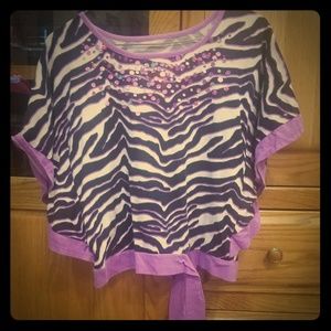 Purple shawl with black and white animal print